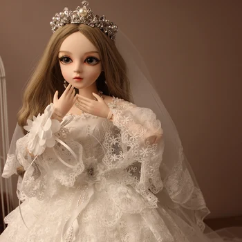 1/3 top eklemli bebek bjd bebek doris hediyeler kız için Handpainted makyaj fullset peri masalı prenses bebek taç düğün elbisesi