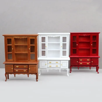1 Adet Minyatür Ahşap Kitaplık Mini Dolap yatak odası mobilyası Kitleri Ev ve Oturma 1: 12 Dollhouse Oyuncaklar Hediye