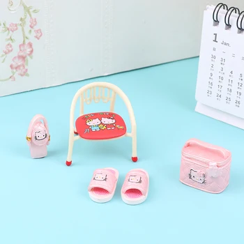 1 adet Sevimli Dollhouse Minyatür terlik Çanta Çanta kozmetik çantası veya Sandalye minyatür aksesuarları bebek evi mobilyaları
