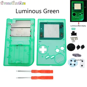 1 takım Parlak Yeşil Tam Konut Shell Kılıf Gameboy GB Klasik Oyun Konsolu Düğmeler + İletken D pedleri + Tornavidalar