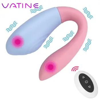 10 Modları G Noktası Klitoris Stimülatörü Çift Vibratör Uzaktan Kumanda U Giyilebilir Yapay Penis Vibratör Yetişkin Oyuncaklar Çift İçin