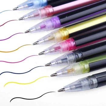 12 ila 48 Renkler Glitter Kroki cetvel kalemi İşaretleyici Jel Kalem Seti Dolum Rollerball Pastel Neon İşaretleyici Ofis Okul Kırtasiye