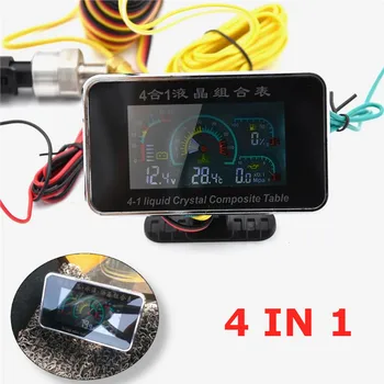 12V Evrensel 4in1 LCD Araba dijital alarmlı saat Ölçer Voltmetre Yağ Basıncı Yakıt Su Sıcaklığı teleferik Yedek Parçaları