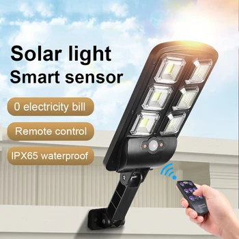 160 COB güneş led sokak lambası Su Geçirmez Akıllı Uzaktan Kumanda PIR Hareket Sensörü Lambası 5000W Açık Bahçe Güvenlik Duvar lambası