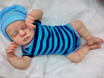 19 inç Yeniden Doğmuş Bebek Bebek Loulou Yenidoğan Bebek Boyutu El Yapımı 3D Cilt Boyalı Saç Görünür Damarlar Noel Hediyesi