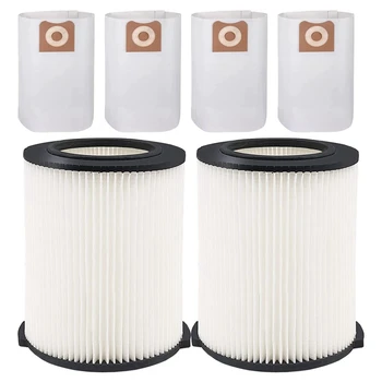 2 Paket Beyaz yedek filtre İçin Rıdgıd Mağaza İçin 5 - 20Gallon Islak Kuru Vakum+4 Paket VF3502 Çanta Rıdgıd 12-16Gallon
