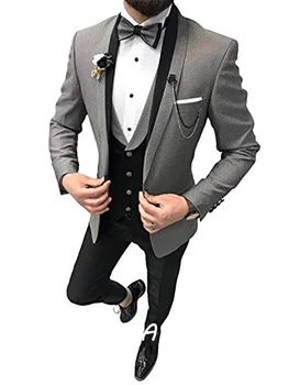 2022 Bir Düğme erkek iş elbisesi Slim Fit Sıska erkek Düğün Balo Takım Elbise 3 Adet (Ceket + Pantolon + Yelek) traje novio