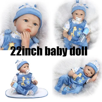 22 İnç 55 cm Bebes Reborn Bebekler Uyku Mavi Gerçekçi Yenidoğan Bebek Bebek Yumuşak Bez Silikon Vücut Sürpriz Çocuk Hediye