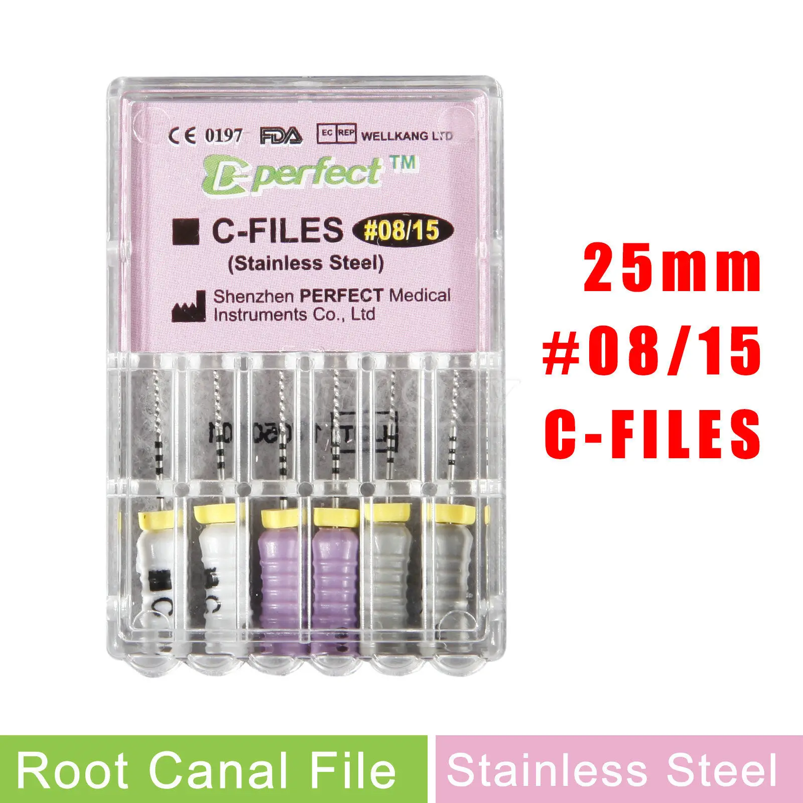 30 ADET/5 Paket Diş Endodontik Endo Kök Kanal Paslanmaz Çelik C Dosyaları 25mm El Kullanımı için