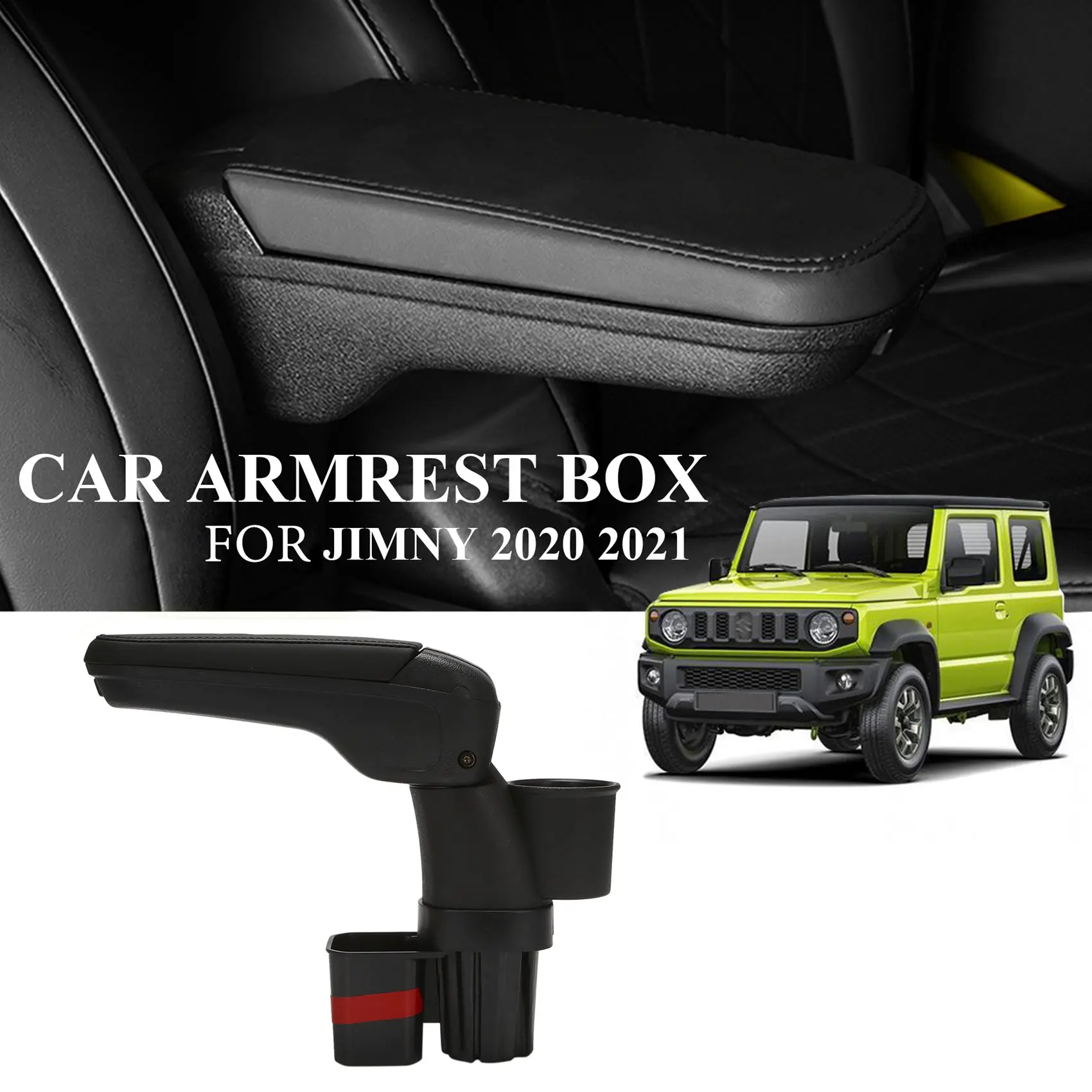 Araba saklama kutusu, PU Deri Kol Dayama Kutusu Jimny için JB64W JB74W 2020 2021 İç Aksesuarları