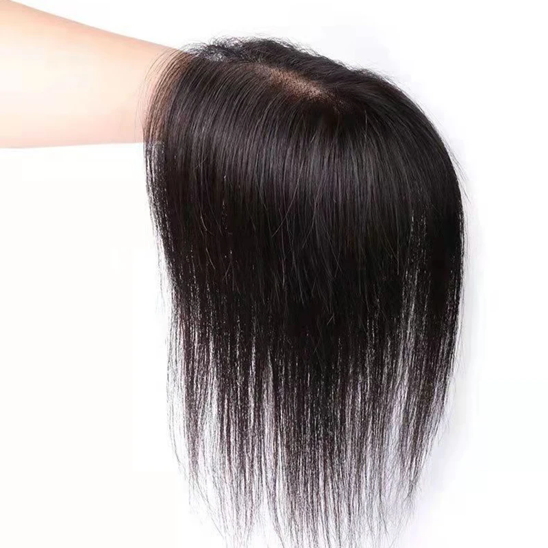 Düz İsviçre Dantel Bakire Saç Topper Kadınlar için nefes alan insan saçı peruk el yapımı insan saçı parçaları Klipleri İle Doğal Renk