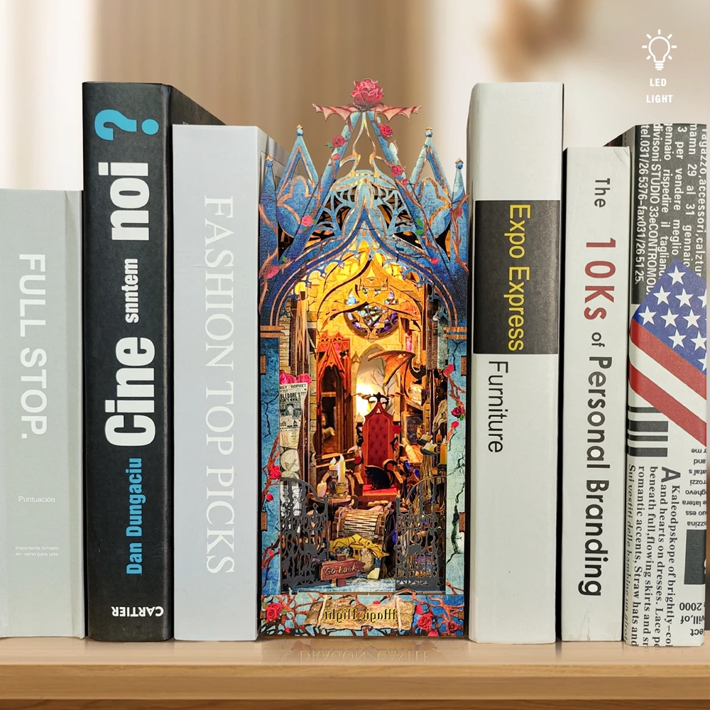 Dıy Ahşap Kitap Nook Raf Ekleme Yapı Kiti Minyatür Kitaplar Kale Kitap Ayracı Bebek Evleri Kitaplık El Yapımı El Sanatları Hediyeler