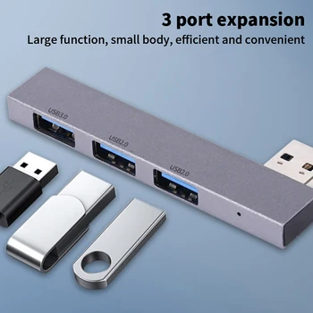 3 in 1 USB Hub 3 Port Genişletilmiş Fiş İnce Taşınabilir Tip C/USB Yüksek hızlı USB Hub Bilgisayar Aksesuarları için