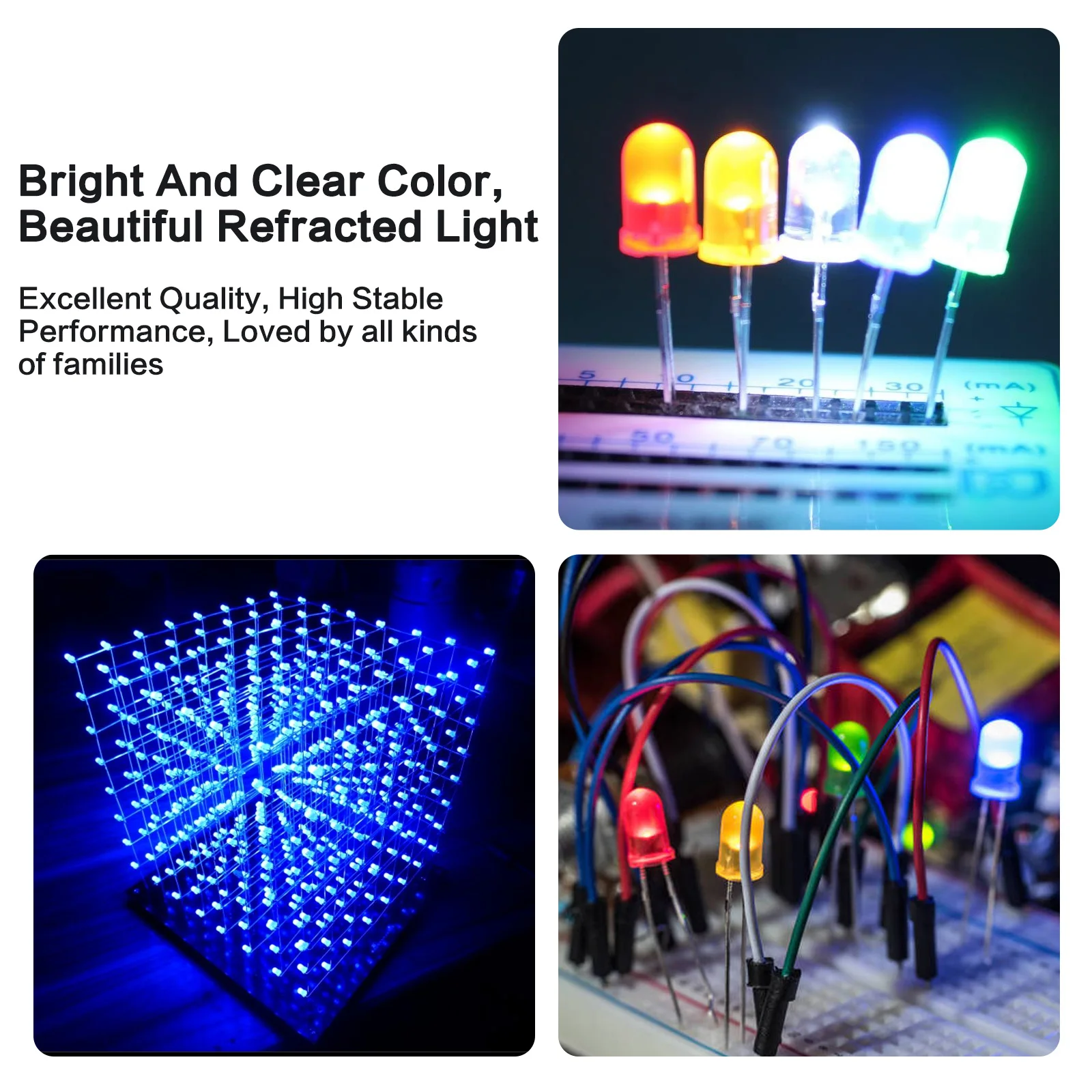 100 ADET LED diyot ışık 5MM DIY çeşitli lamba yayan Diyot led ışık elektronik bileşenler Kırmızı turuncu sarı yeşil Mavi Beyaz