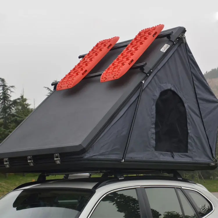 Y Kamp Alüminyum çatı çadırı Araba Üçgen Kapaklı Sert Kabuk Çatı Üstü Çadır Açık Yürüyüş İçin Üst Çatı araba çadırı 4 Kişi