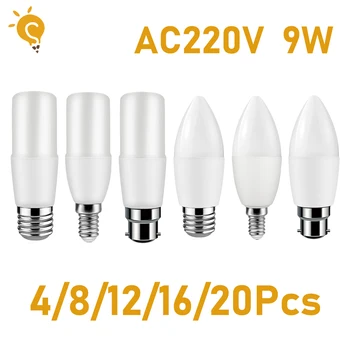 4-20 Adet LED sütun lambası Mum lamba E14 E27 B22 AC220V 9W Lamparas Lamba ev ofis dekorasyonu Aydınlatma Odası için