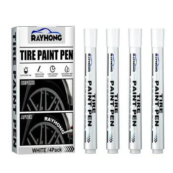 4 adet Lastik boya kalemi Kalem Su Geçirmez Beyaz işaretleme kalemleri Boya Temizleyici Otomatik Lastik lastik boya kalemi Metal Kalıcı boya kalemi