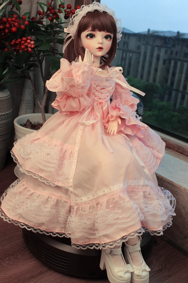 BJD 1/3 top eklemli Bebek hediyeleri kız için Handpainted makyaj fullset Lolita / prenses bebek giysileri ile ALİCE NEMEE Bebek