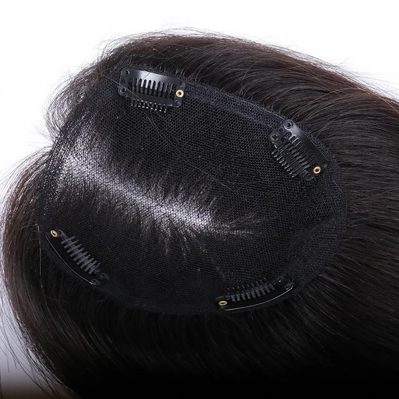 Düz İsviçre Dantel Bakire Saç Topper Kadınlar için nefes alan insan saçı peruk el yapımı insan saçı parçaları Klipleri İle Doğal Renk