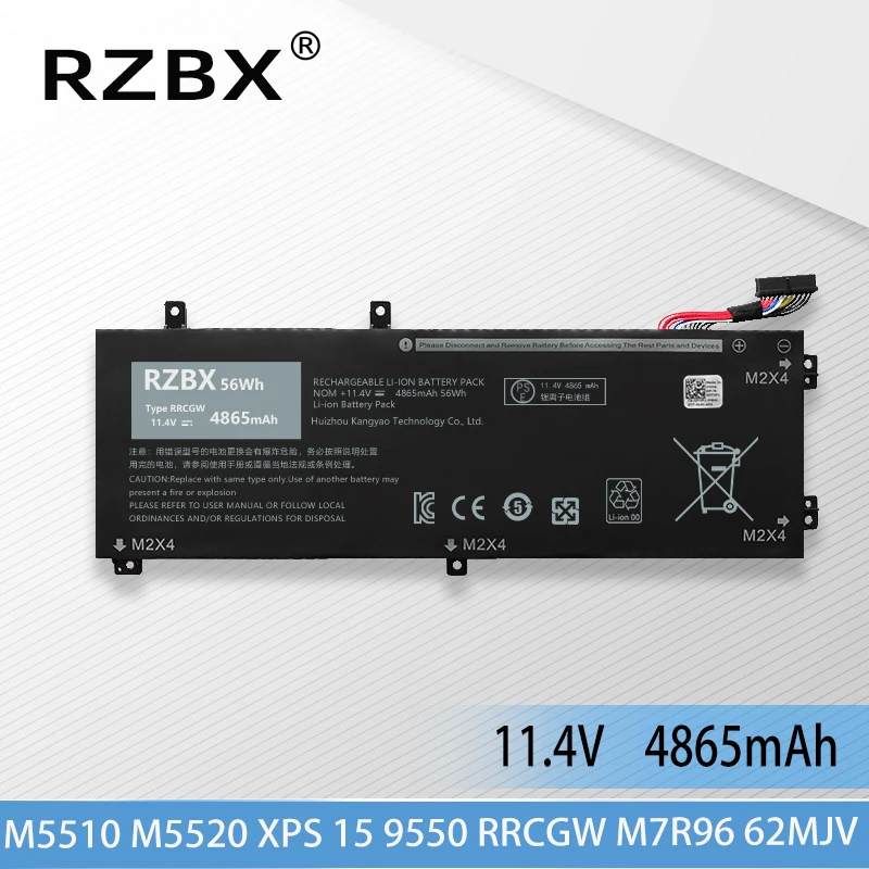 RZBX 56Wh RRCGW 1P6KD Laptop Batarya İçin Dell Dizüstü XPS 15 9550 Hassas 5510 P56F P56F001 M7R96 4GVGH 62MJV 11.4 V Pil