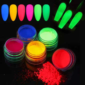 6 ADET Neon pigment tozu Tırnak Floresan Degrade Glitter Yaz Parlak Toz Ombre DIY Nail Art Dekorasyon