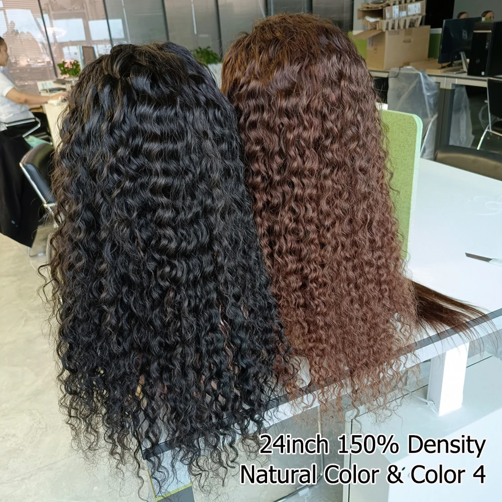 Brezilyalı Su Dalgası İnsan Saçı Dantel Peruk Kahverengi ve Siyah Renk 4x4 Dantel Kapatma Peruk Kadınlar İçin Şeffaf Dantel Doğal Saç Çizgisi