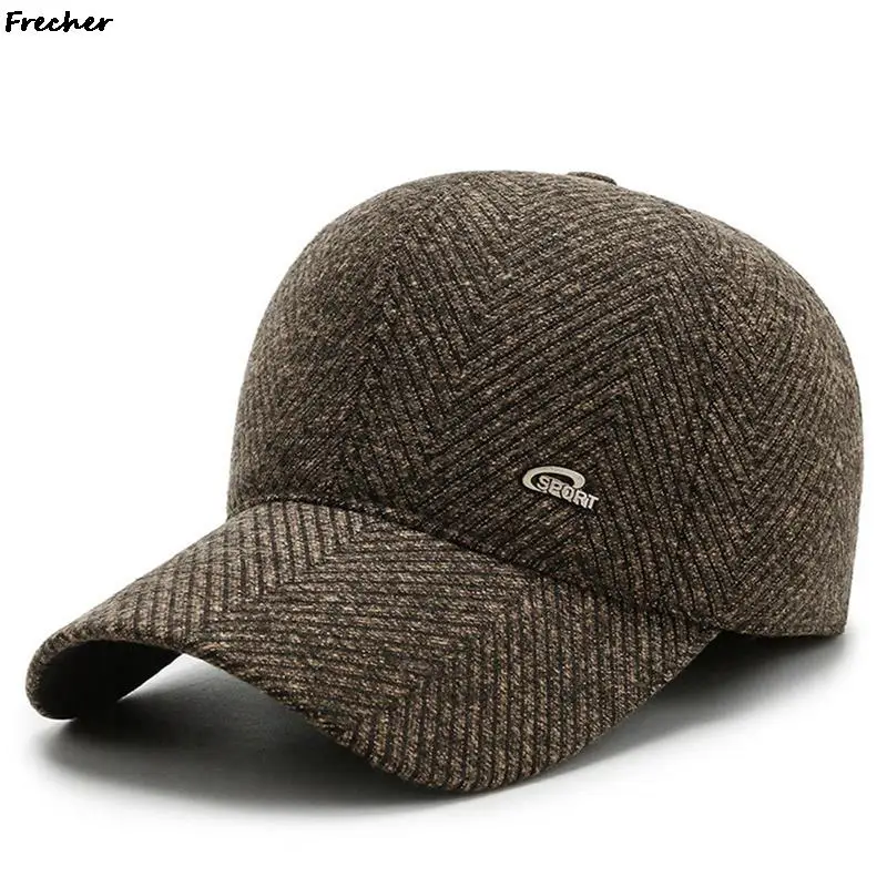 Moda Sonbahar Kış erkek şapka Orta Yaşlı Ve Yaşlı Yün Sıcak Kap Açık kulak koruyucu Beyzbol Kapaklar Sıcak baba şapkası