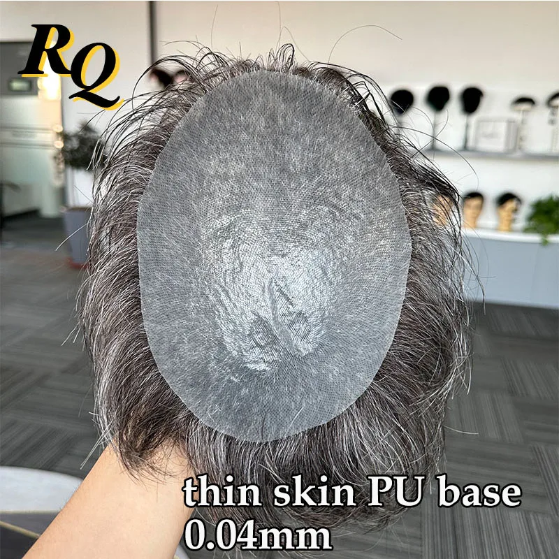 Önceden Şekillendirilmiş İnce Deri Erkek Peruk 1B80 Renk İnsan Saçı Erkek Peruk 0.04 mm Değiştirme Sistemleri saç parçası Protesis Capilar Hombre Erkek