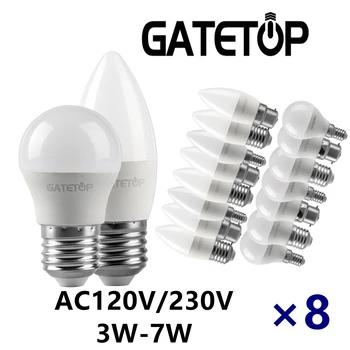 8 ADET LED mum ışığı mini ampul ışık AC120V 220V E27 E14 hiçbir strobe sıcak beyaz ışık 3W-7W için uygundur ofis ev aydınlatma