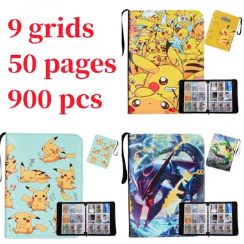 900 Adet Pokemon Çift Cep Bağlayıcı Kartları Koleksiyoncular Albümü Anime Oyun Kartı Taşınabilir saklama kutusu çocuk Favori Hediye Oyuncaklar