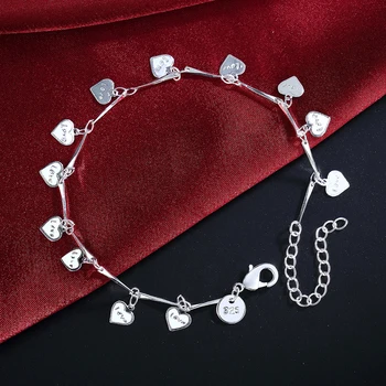 925 som gümüş bileklikler Kadınlar için AŞK Kalp kartı Zinciri Moda Düğün Parti Kız öğrenci Yılbaşı Hediyeleri güzel Takı
