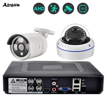 AZISHN 4CH 5MP AHD AI Güvenlik Kamera Sistemi 5 in 1 CCTV Mini DVR Kiti Açık 5MP Kamera H. 265X P2P Video gözetleme seti