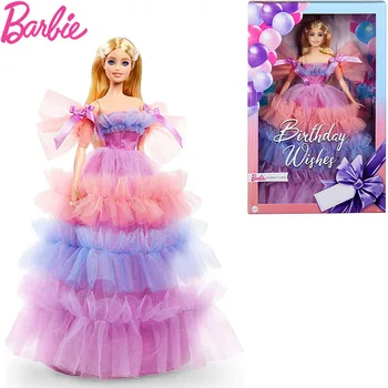 Barbie Doğum Günü Wisher Bebek Sarışın 13 İnç Elbisesi İnsansı Bebek Kız Oyuncak doğum günü hediyesi Koleksiyonu Moda Bebek