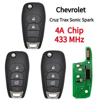 Chevrolet Cruz 2015 için Trax Sonic Spark 2021 Onix RS Satış Sonrası Flip Araba anahtarı Uzaktan Kumanda 433.92 FSK 4A çip 2/3/4 düğmeler