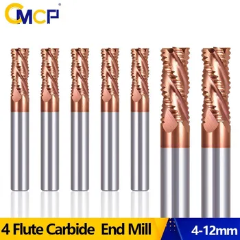 CMCP 4 Bıçak Kaba End Mill 4-12mm TiCN Kaplama CNC Router Bit HRC55 freze kesicisi İçin Metal Diş