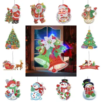 DIY Elmas Sanat Boyama noel led gece ışıklı çerçeve Noel Çift Navidad 5D Elmas Nakış Mozaik Asılı Lamba Odası Dekorasyon