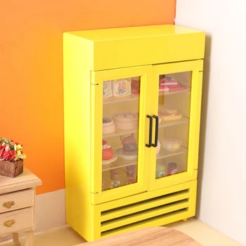 Dollhouse Mini Mobilya Buzdolabı Renk Çift kapılı buzdolabı Mini Model Dondurucu Dollhouse Mobilya Sahne seramik karo