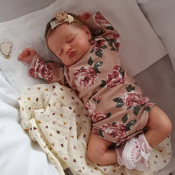 El yapımı Yeniden Doğmuş Bebek 20 inç Sevimli Yeniden Doğmuş Uyku Bebek Bebek Kız Rosalie El Köklü Kahverengi Saç ve Hediye Zaten Bebek