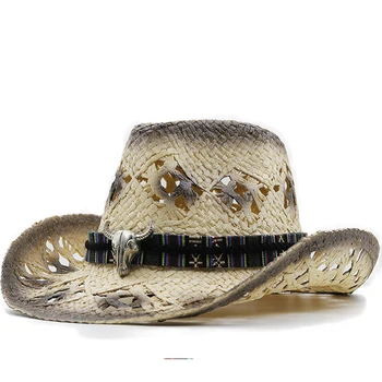 Erkekler Doğal çim kovboy plaj şapkaları Kadınlar İçin Tatil şapkaları Bayanlar güneş şapkası yazlık hasır şapkalar UV Koruma Katlanabilir Seyahat Şapka