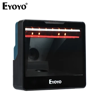 Eyoyo 2D Masaüstü Barkod Tarayıcı Çok Yönlü Eller Serbest 1D USB Kablolu Masa Barkod Okuyucu PDF417 QR Görüntü Ekran Tarama