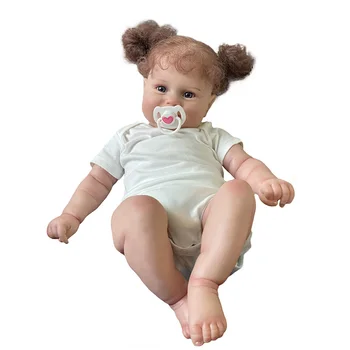 FBBD 50 cm 3D Cilt Bebek Yeniden Doğmuş bebek Kız Sarışın Uzun Kıvırcık Saç Çoklu Katmanlar Pamuk Vücut