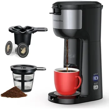 Fincan ve Çekilmiş Kahve, 6 ila 14 Oz Demleme Boyutları, Seyahat Kupasına Uyar, Kendi Kendini Temizleme Fonksiyonlu Mini Bir Fincan Kahve Makinesi, Siyah