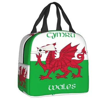 Galler Bayrağı Termal Yalıtımlı Öğle Yemeği çantası Kadın Galce Kırmızı Ejderha Taşınabilir yemek taşıma çantası Iş Okul Seyahat yiyecek saklama kutusu
