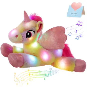 Gökkuşağı LED peluş oyuncaklar Müzikal Atmak Yastıklar Unicorn Ninni Yumuşak Doldurulmuş Hayvanlar doğum günü hediyesi Çocuklar Kızlar için Aydınlık Oyuncak