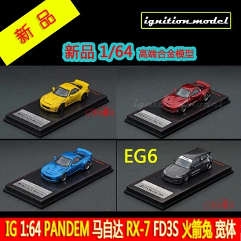 IG Ateşleme 1: 64 Mazda RX-7 Honda Civic EG6 Koleksiyonu döküm alaşım araba dekorasyon modeli oyuncaklar