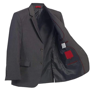 İhtisas Özel Özelleştirilmiş Koyu Gri Sağdıç Rahat Gevşek Tarzı Sağdıç Üç Adet Takım Elbise (Ceket + Pantolon + Yelek)