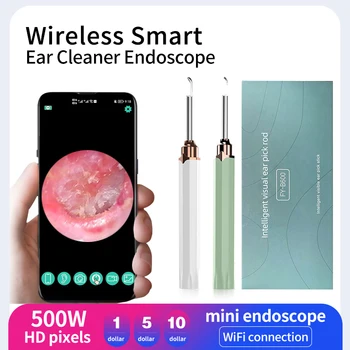 Kablosuz Akıllı Kulak Temizleyici Endoskop 500W Piksel WİFİ Görsel Otoskop Mini Endoskop Çaplı Lens 3.5 mm Kulak Toplama Akıllı Sopa