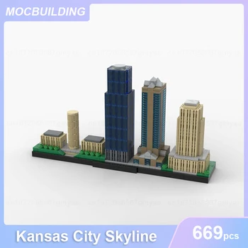 Kansas City Skyline Modeli MOC Yapı Taşları DIY Tuğla Mimari Eğitici Yaratıcı çocuk oyuncakları Hediyeler 669 ADET