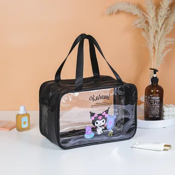 Kozmetik saklama kutusu Seyahat makyaj çantası Şeffaf Su Geçirmez Kozmetik Çantası Büyük Kapasiteli Hello Kitty Sevimli Kozmetik Çantası
