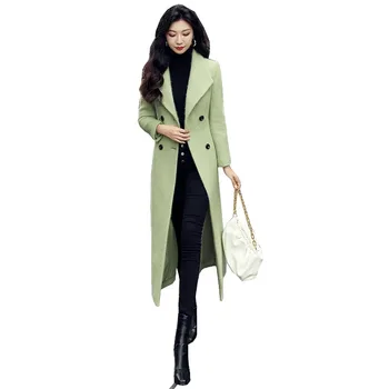 Kış Güzel Yeni Yün Ceket Kadın Orta uzunlukta Kore Tarzı Mizaç İngiliz Tarzı Over-the-diz Tanrıça İnce Yün Palto F225